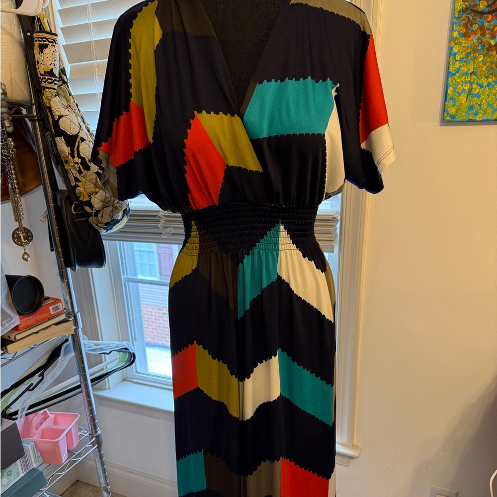 She's Cool Multicolor Geometric Maxi Dress